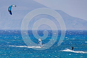 Kitesurfing in Agrillaopotamos of Karpathos, Greece photo