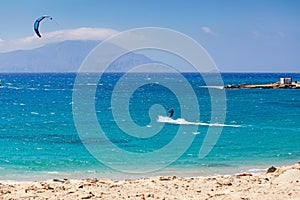 Kitesurfing in Agrillaopotamos of Karpathos, Greece photo