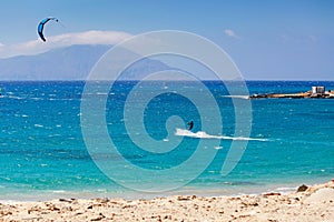 Kitesurfing in Agrillaopotamos of Karpathos, Greece