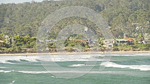 Kitesurfing in Batemans bay in New South Wales, Australia