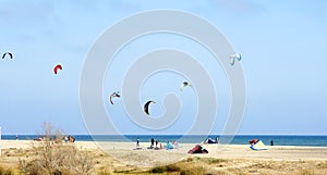 Kitesurfing in the beach