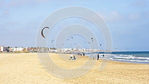 Kitesurfing on the beach