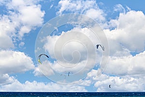 Kitesurfing on the beach of Los Caños de Meca, Barbate, Cadiz