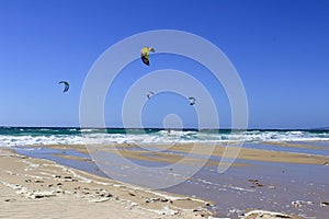 Kitesurfing, extreme sport challenge, Tarifa in Spain