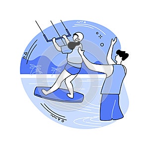 Kitesurfing instructor isolated cartoon vector illustrations