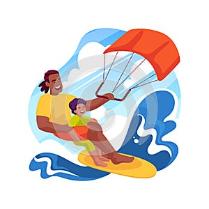 Kitesurfing isolated cartoon vector illustration.