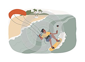 Kitesurfing isolated concept vector illustration.