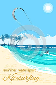 Kitesurfing summer watersport poster