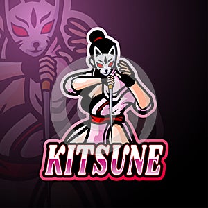 Kitsune esport logo mascot design