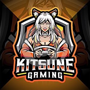 Kitsune gaming esport mascot logo design
