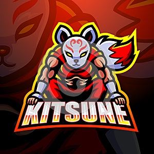 Kitsune ninja mascot esport logo design