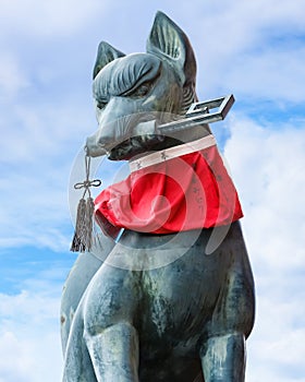 Kitsune sculpture at Fushimi Inari-taisha shrine in Kyoto