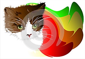 Kitten on an abstract background. 02 (Vector)