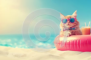 kitten at the beach, AI generated