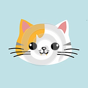 Kitten cartoon orange white color illustration vector logo icon