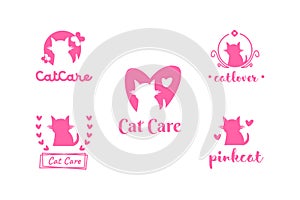 Kitten logo, cat care emblem, cat lover, cute cat