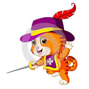 Kitten musketeer with sword