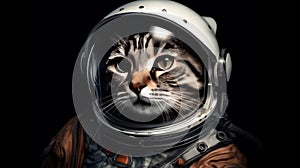 Kitten in outer space that are wearing a space suit. Generative AI