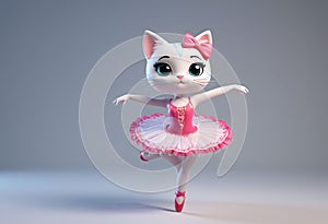 A kitten in a pink tutu dances ballet. AI generated. photo