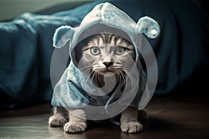 A kitten in a shark costume. AI Generated