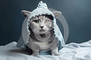 A kitten in a shark costume. AI Generated