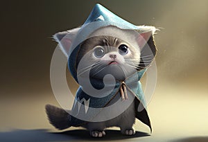 A kitten in a shark costume. AI Generated