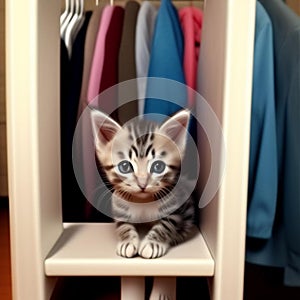 Kitten sleeping on the shelf,generated illustration with AI