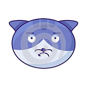 Kitten sorrowful expression facial emoji vector