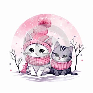 kittens wearing in warm hat