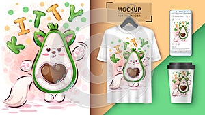 Kitty avocado poster and merchandising