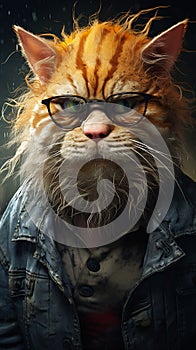 Kitty Cat Kitten Glasses Denim Jacket Workshop Emotional Compute