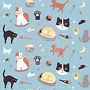 Kitty Collection Seamless Pattern