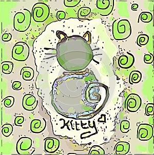 Kitty heart green cat photo