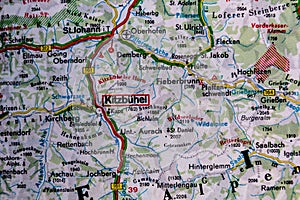 Kitzbuhel, Austria, on a road m