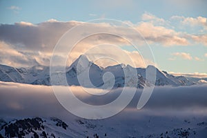 Kitzsteinhorn Snowy mountains sunset landscape view dark mood weather clouds