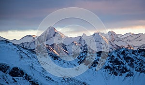 Kitzsteinhorn Snowy mountains sunset landscape view dark mood weather clouds