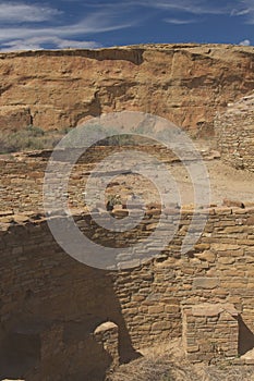 Kivas at the Chaco Canyon Pueblo, New Mexico.