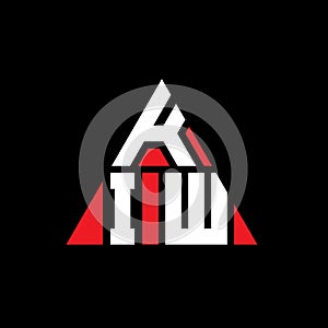 KIW triangle letter logo design with triangle shape. KIW triangle logo design monogram. KIW triangle vector logo template with red
