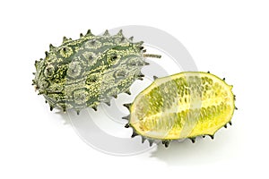 Kiwano, spiked melon or jelly melon isolated on white background