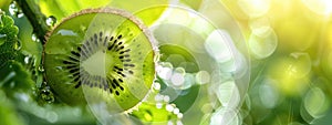 kiwi apple close up on tree. selective focus