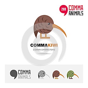 Kiwi bird concept icon set and modern brand identity logo template and app symbol based on comma sign