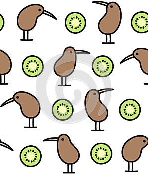 Kiwi bird and fruit pattern