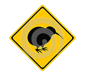 Kiwi bird yellow road sign