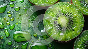 Kiwi fruit background and space for text , Photorealistic , AI generated