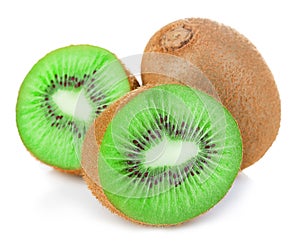 Kiwi fruit close-up isolated o.n white