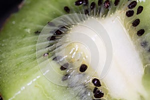 Kiwi fruit cutted. Healthy fruit kiwi cut for healthy fruit based nutrition. Green fruit with seeds, healthy and fresh diet for