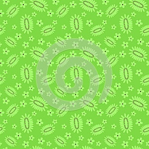Kiwi fruit and flowers green seamless pattern