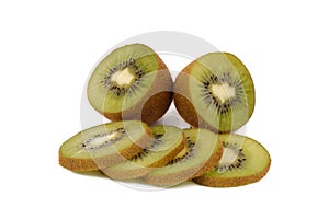 Kiwi fruit - fresh sliced kiwis isolated on white