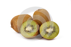 Kiwi fruit - fresh sliced kiwis isolated on white