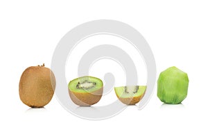 kiwi fruit half. sliced. pulp. Peel kiwi isolated on white background